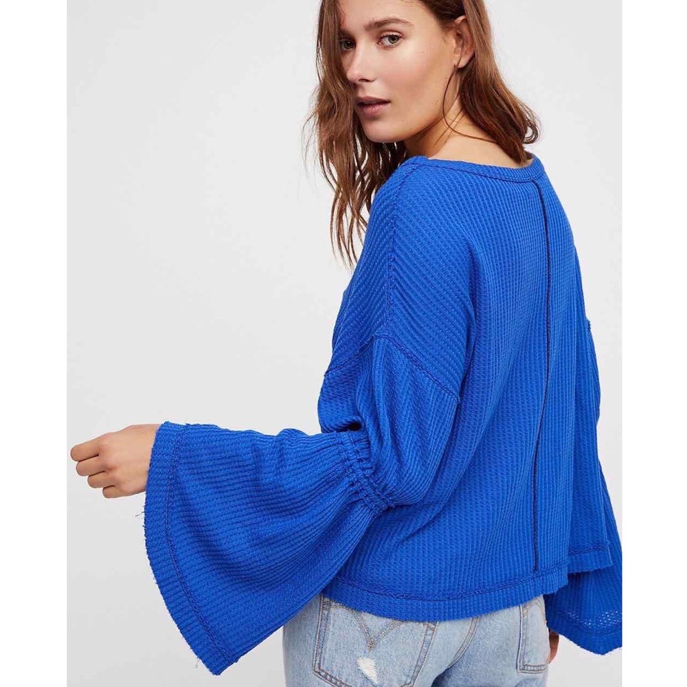 Free People Dahlia Sapphire Blue Thermal Top - Picture 4 of 8